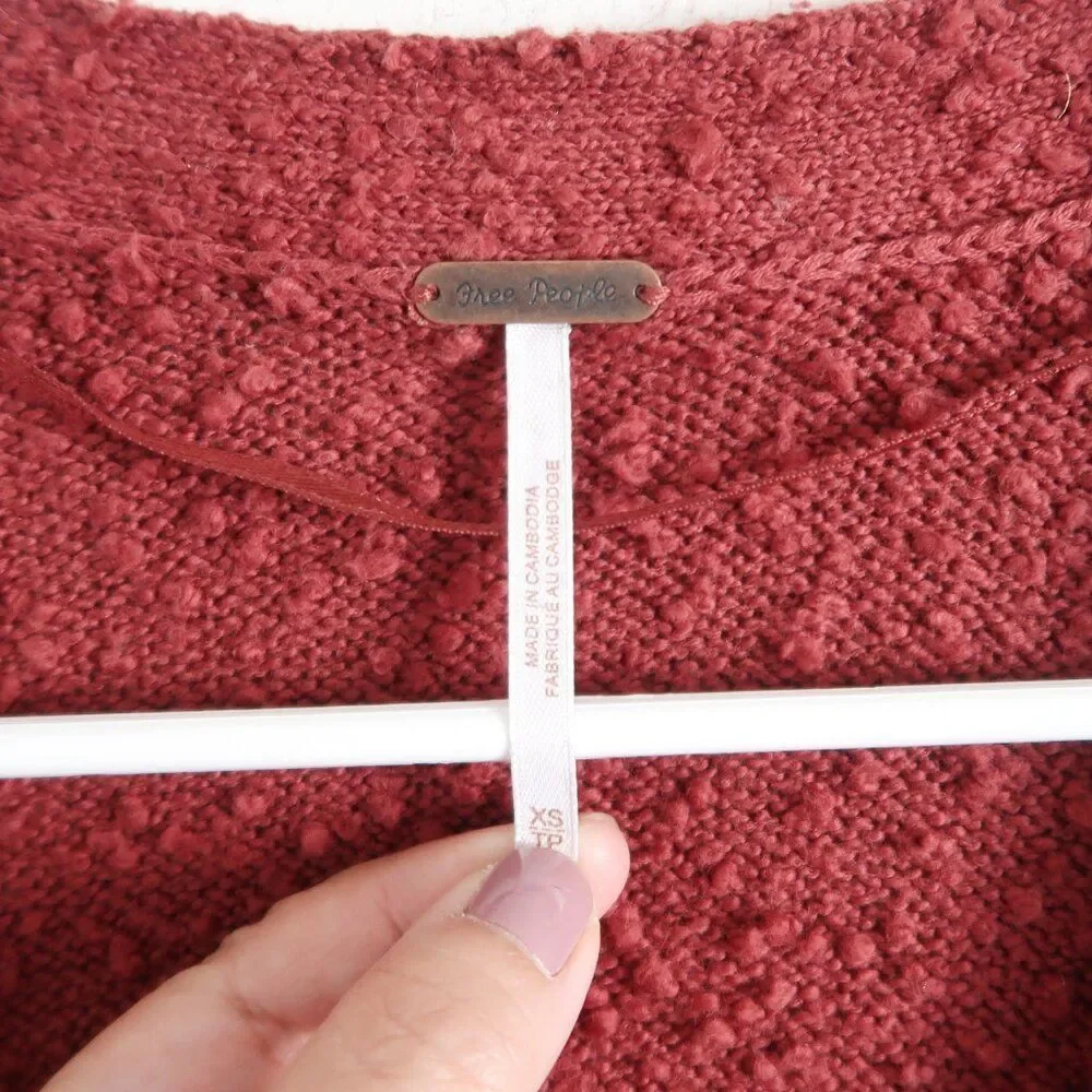 Free People Burgundy Cardigan - Size XS
